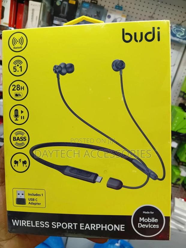 Budi Neck-Mounted Wireless Sport Earphone - Black - thumbnail 2