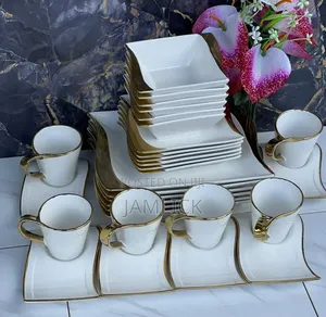 30pc White Gold Wavy Dinner Set –Pt