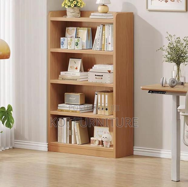 Office Chair : Durable Brown Wooden Vertical Open Storage 5-Shelf - thumbnail 6