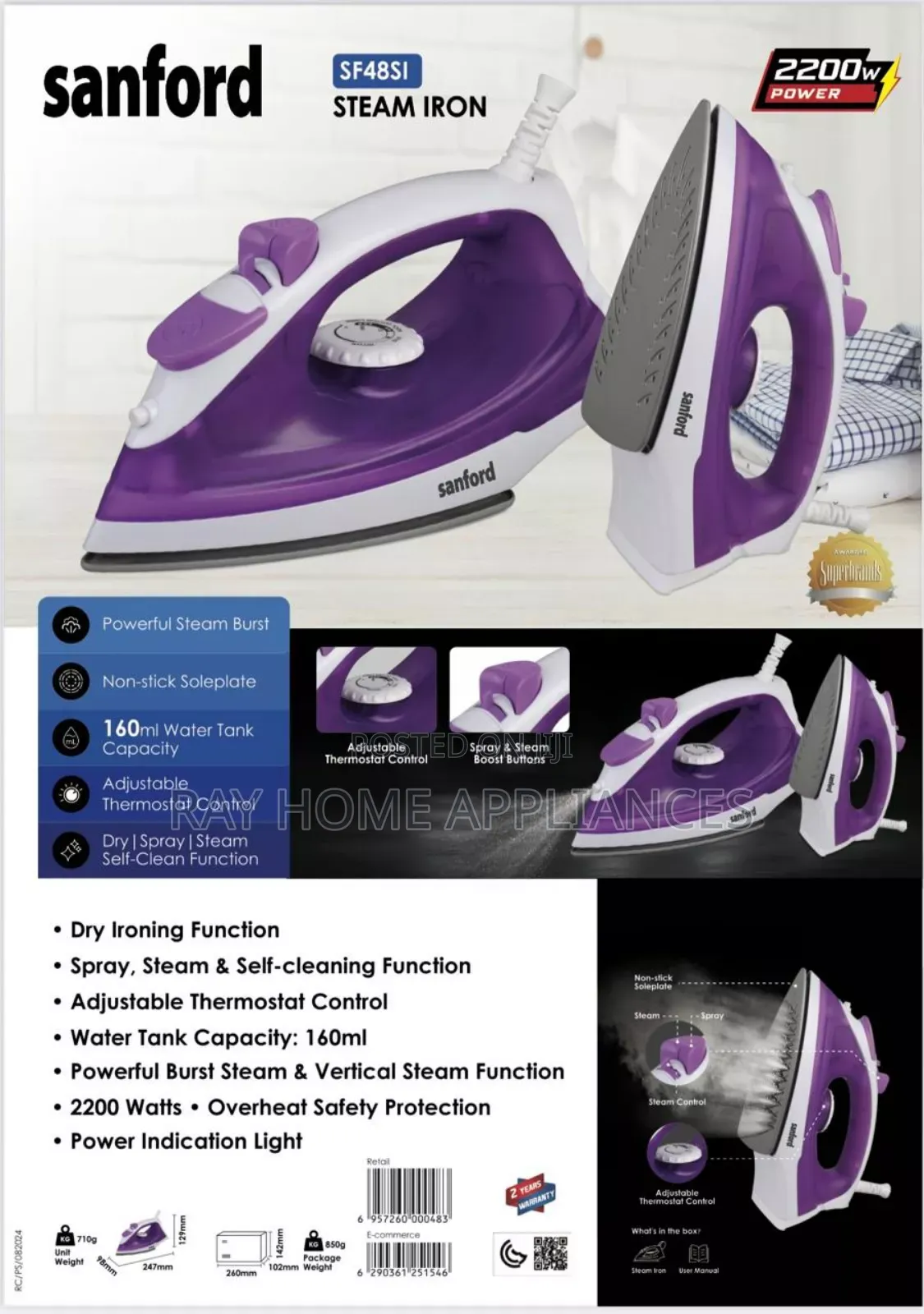 Sanford 2200w Steam Iron Box