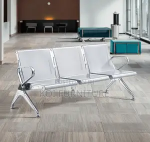 Office Bench : 3-Seater Heavy Duty Silver Bench
