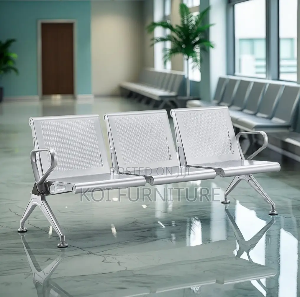 Office Bench : 3-Seater Heavy Duty Silver Bench