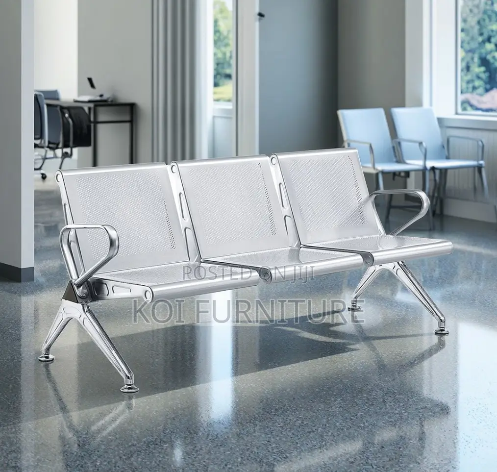 Office Bench : 3-Seater Heavy Duty Silver Bench