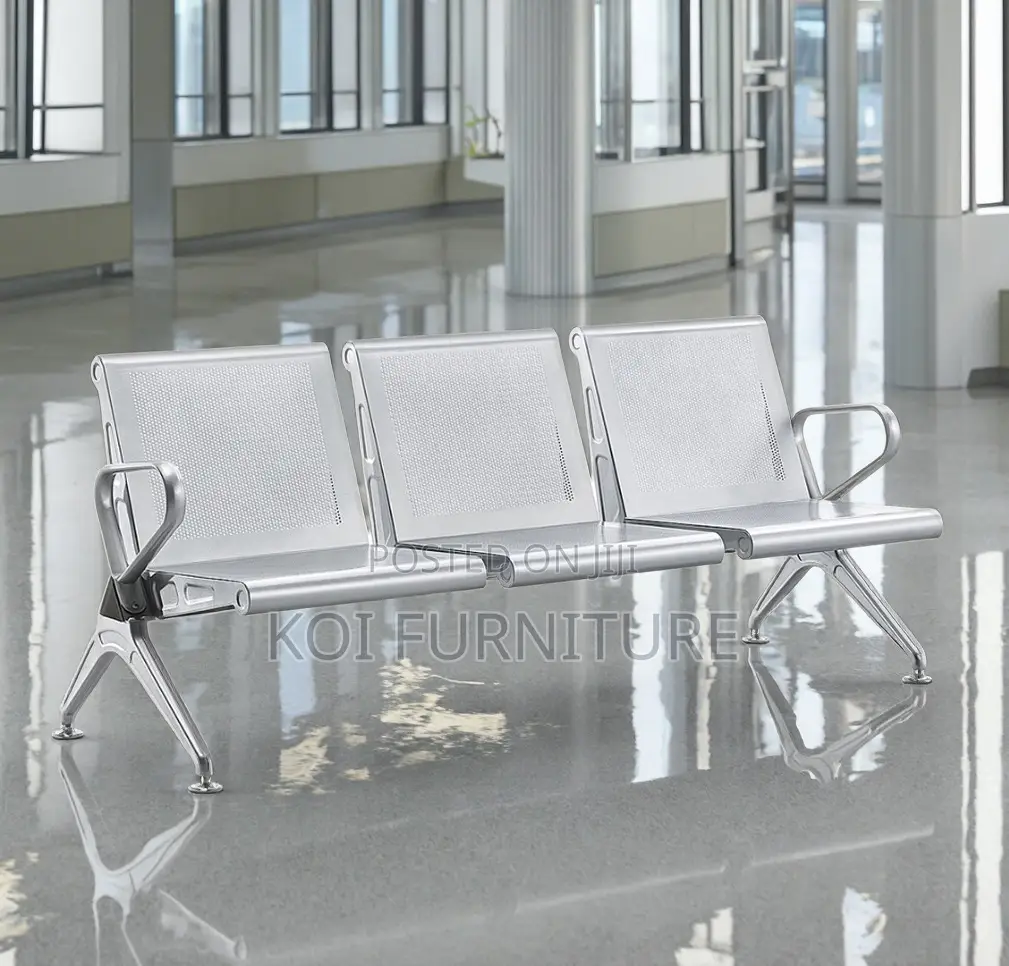 Office Bench : 3-Seater Heavy Duty Silver Bench