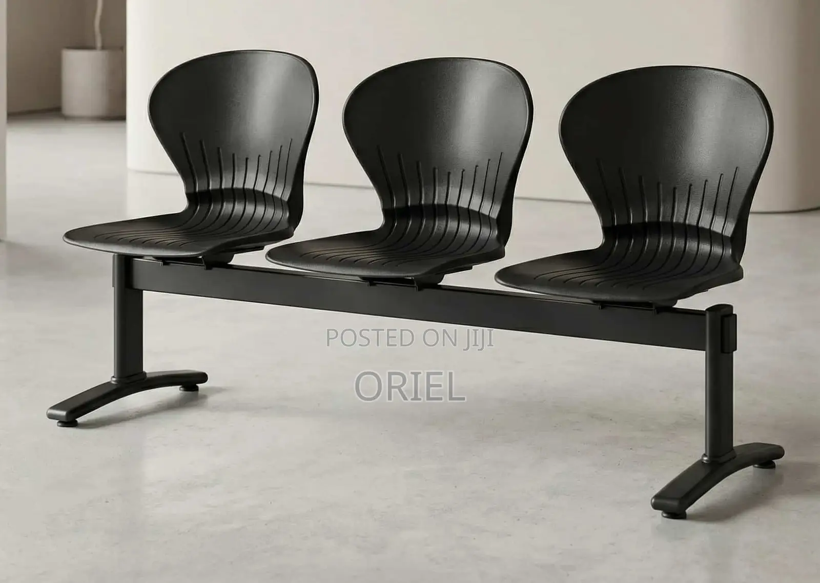 Office Bench : 3-Seater Plastic Modern Waiting Bench