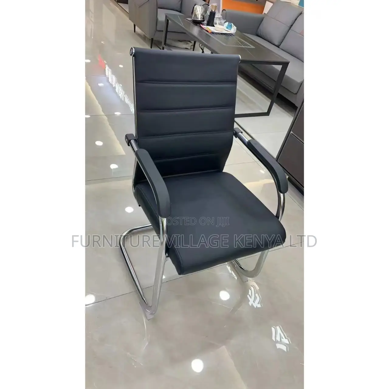 Office Chair; Black Chrome Conference Office Chair
