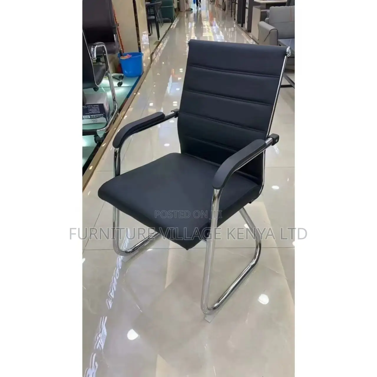 Office Chair; Black Chrome Conference Office Chair