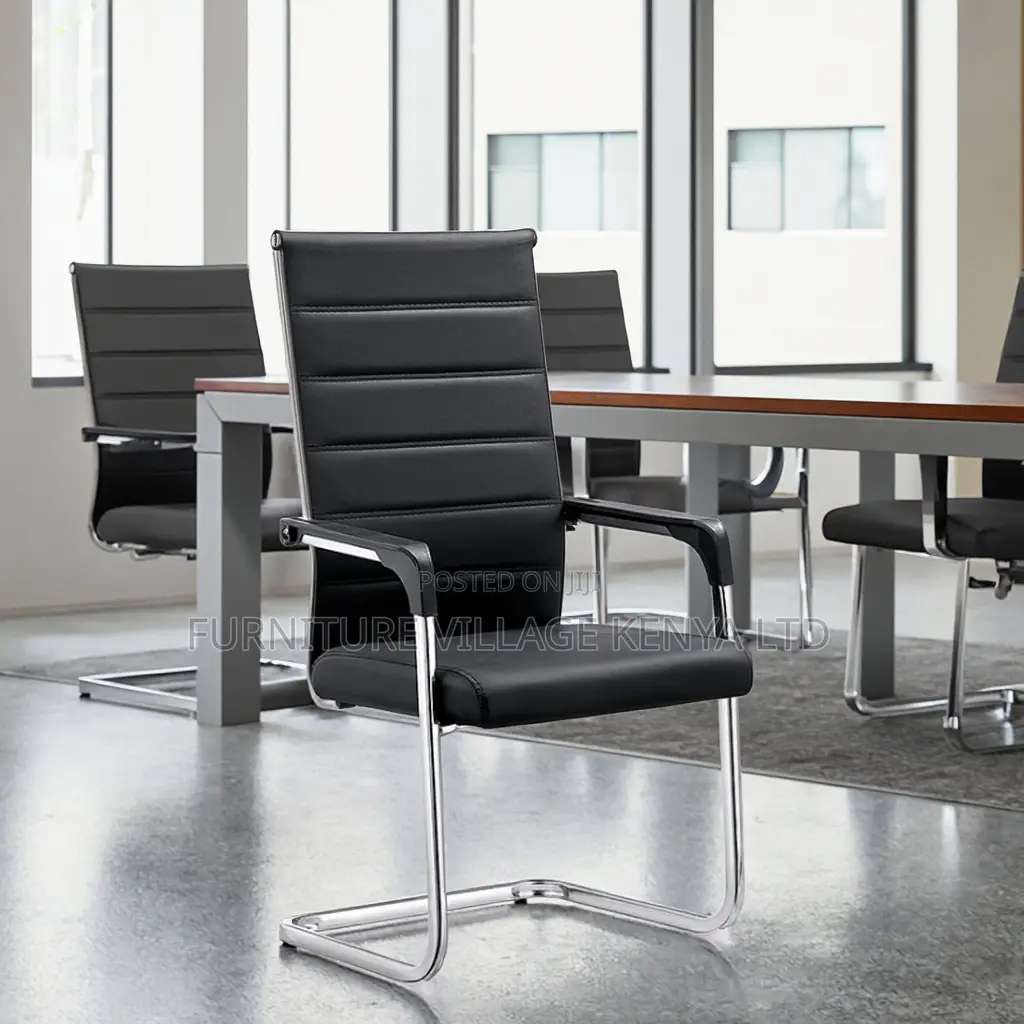 Office Chair; Black Chrome Conference Office Chair