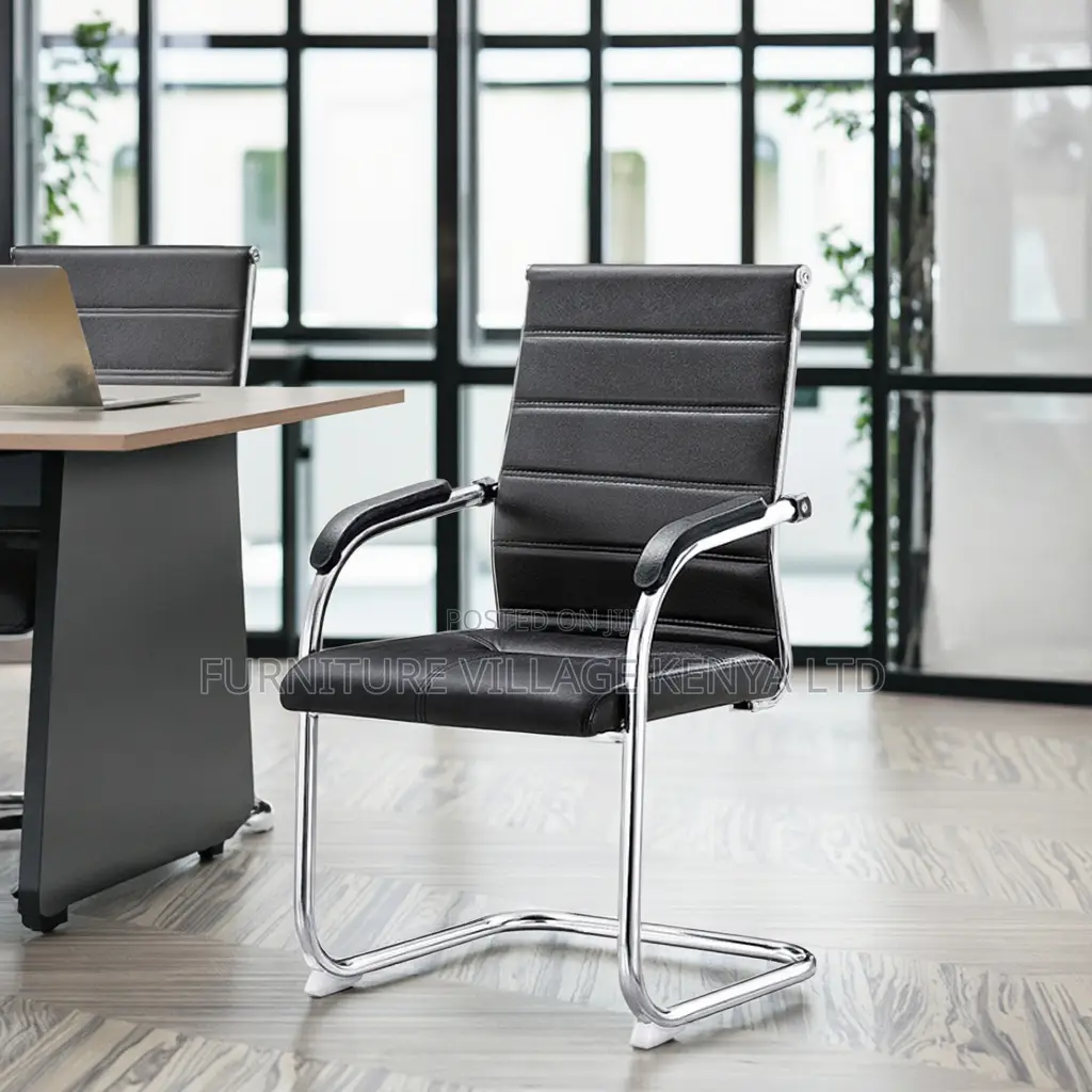 Office Chair; Black Chrome Conference Office Chair