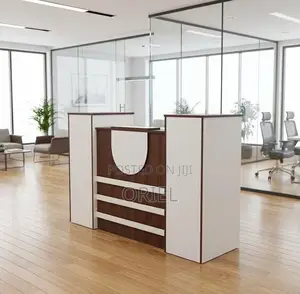 Office Desk : 1.6m Custom Reception Counter Welcoming Office Desk