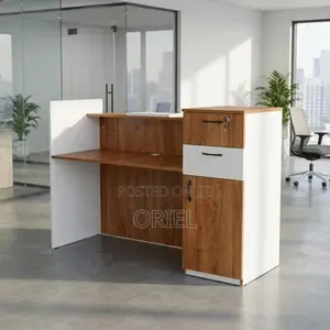 Office Desk : 1.6m Custom Reception Counter Welcoming Office Desk