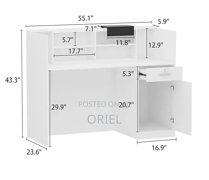 Office Desk : 1.6m Custom Reception Counter Welcoming Office Desk
