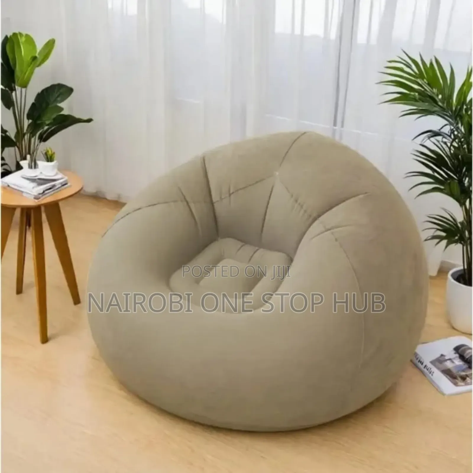 Inflatable Sofa Bean Shaped Chair With Manual Pump