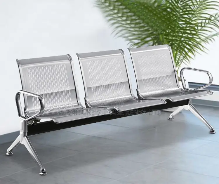 Office Bench; 3-seater Steel Reception Office Bench