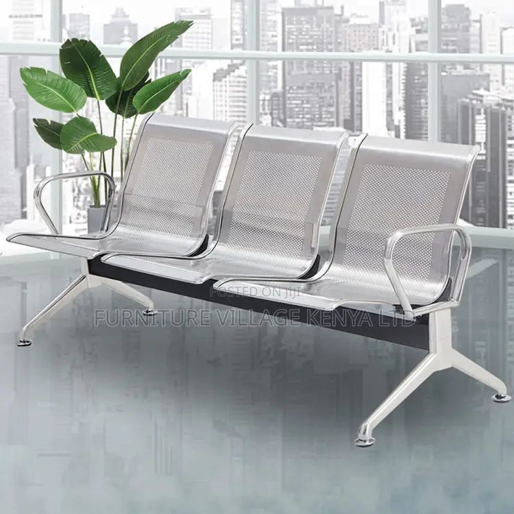 Office Bench; 3-seater Steel Reception Office Bench