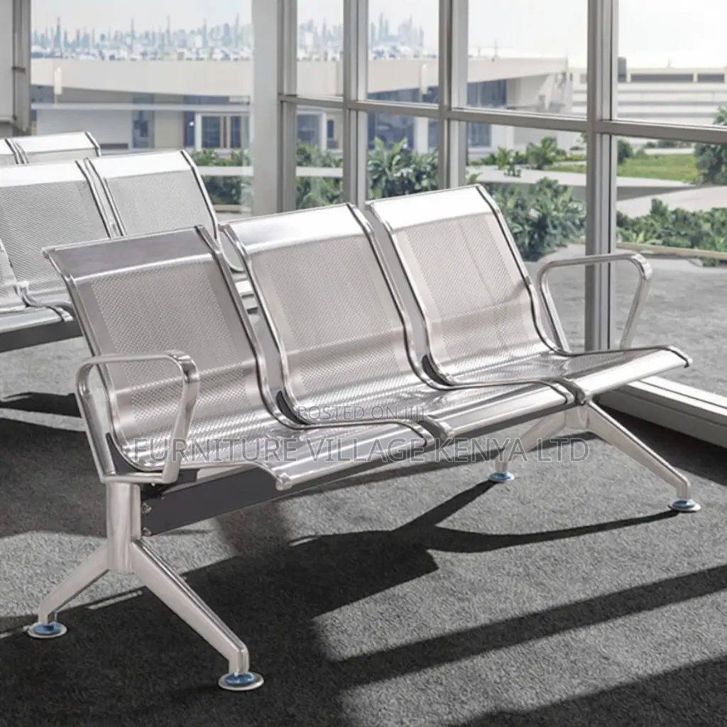 Office Bench; 3-seater Steel Reception Office Bench