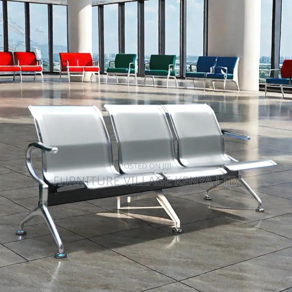 Office Bench; 3-seater Steel Reception Office Bench