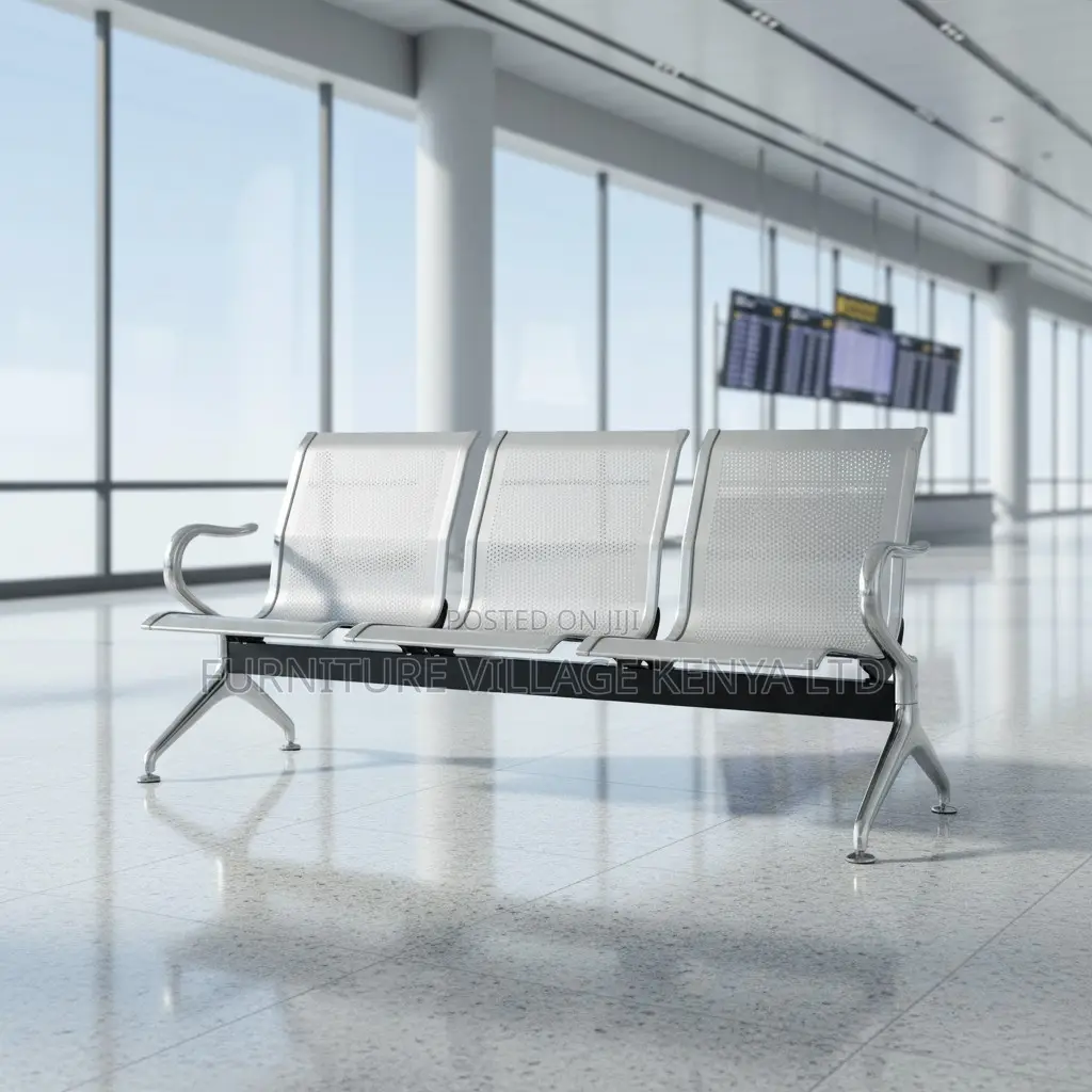 Office Bench; 3-seater Steel Reception Office Bench