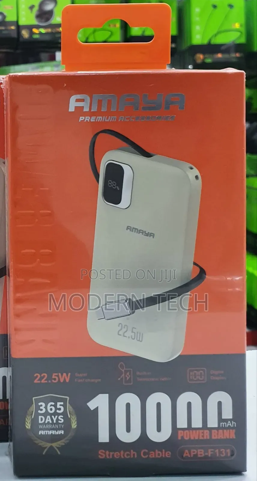 Amaya Apb-F131 10000mah Power Bank 22.5w With Telescopic Cable
