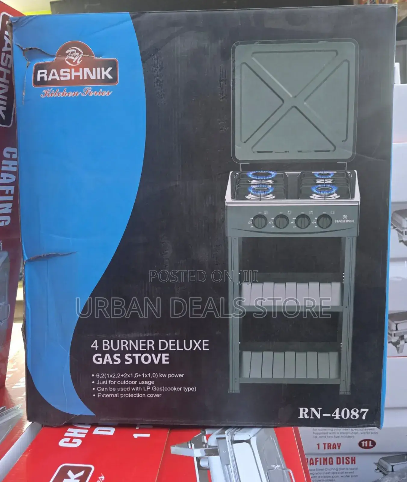 Rashnik 4 Burner Deluxe Gas Stove With Shelves High Quality
