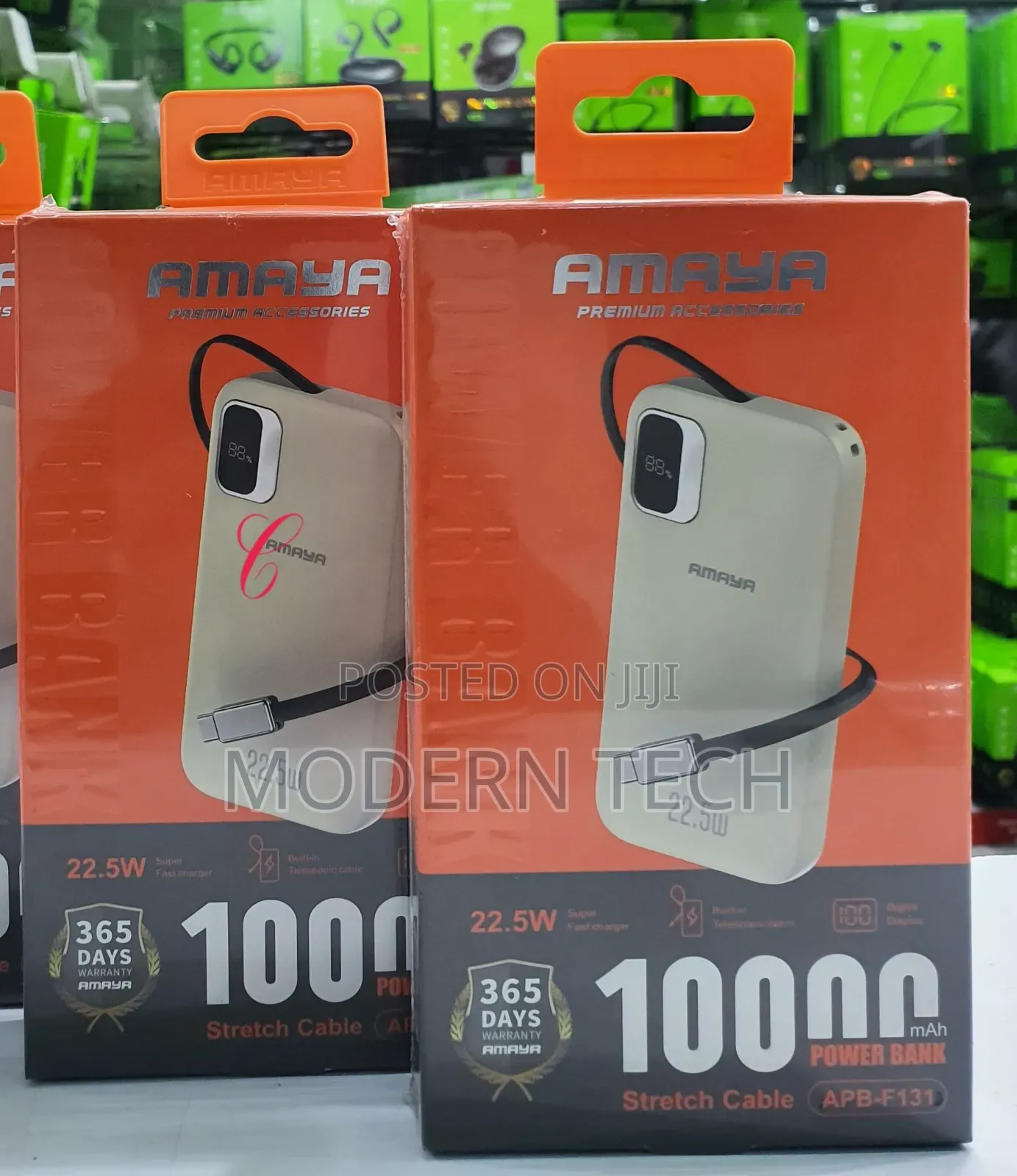 Amaya Apb-F131 10000mah Power Bank 22.5w With Telescopic Cable