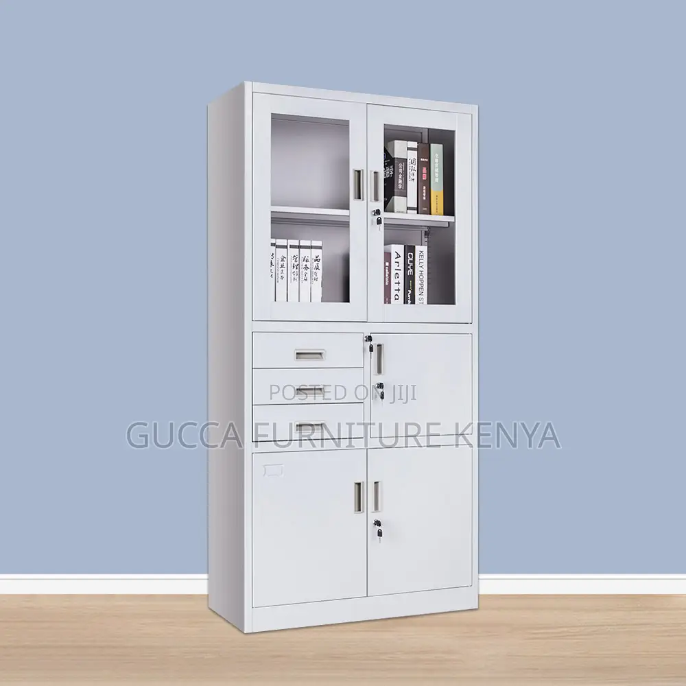 Glass Door Steel Office Filling Cabinet With Safe