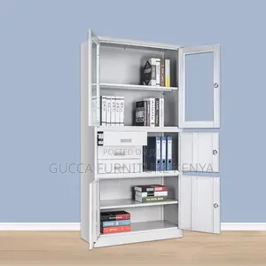 Glass Door Steel Office Filling Cabinet With Safe