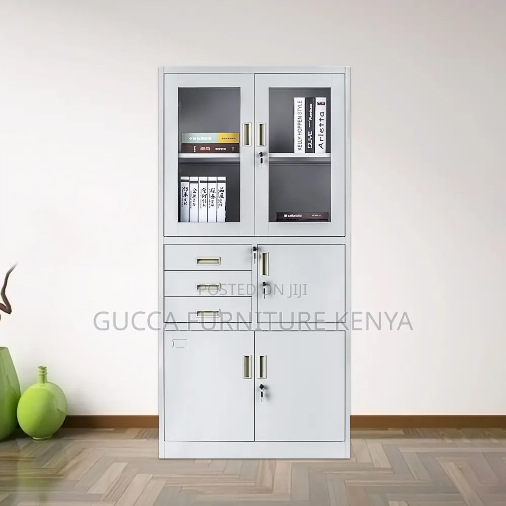Glass Door Steel Office Filling Cabinet With Safe