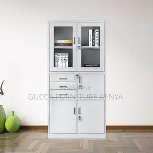 Glass Door Steel Office Filling Cabinet With Safe