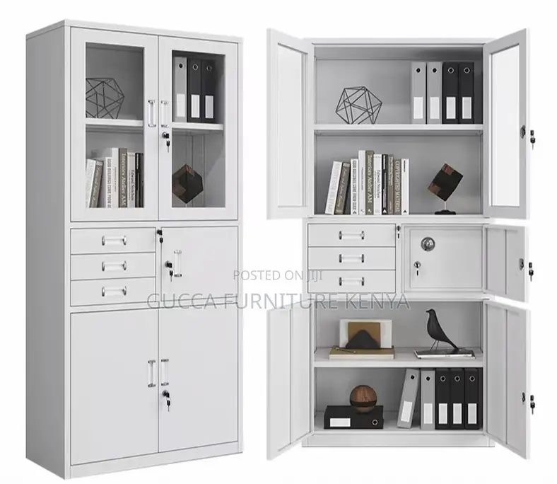 Glass Door Steel Office Filling Cabinet With Safe