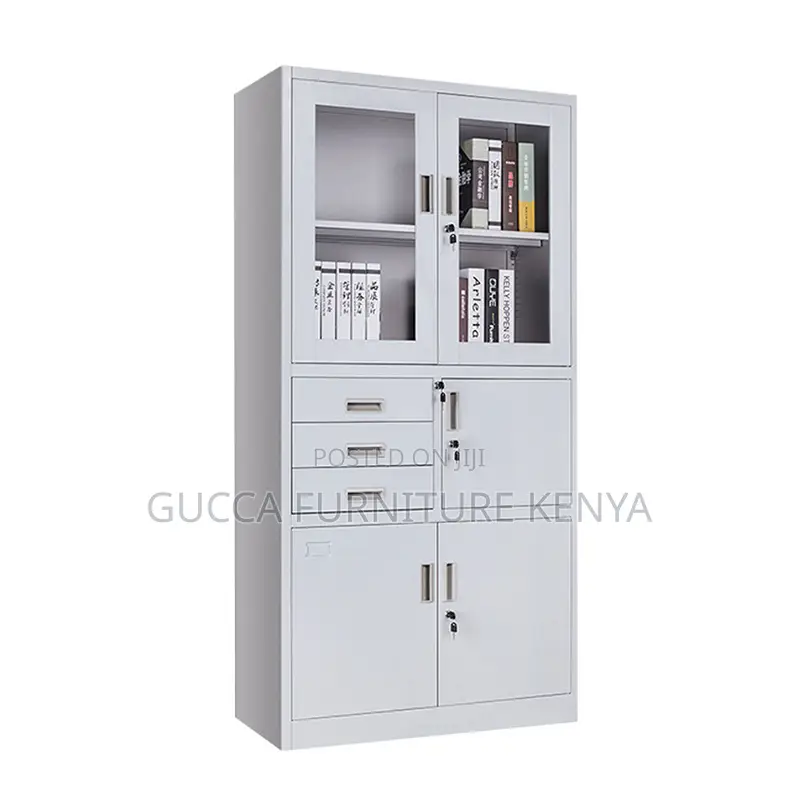 Glass Door Steel Office Filling Cabinet With Safe