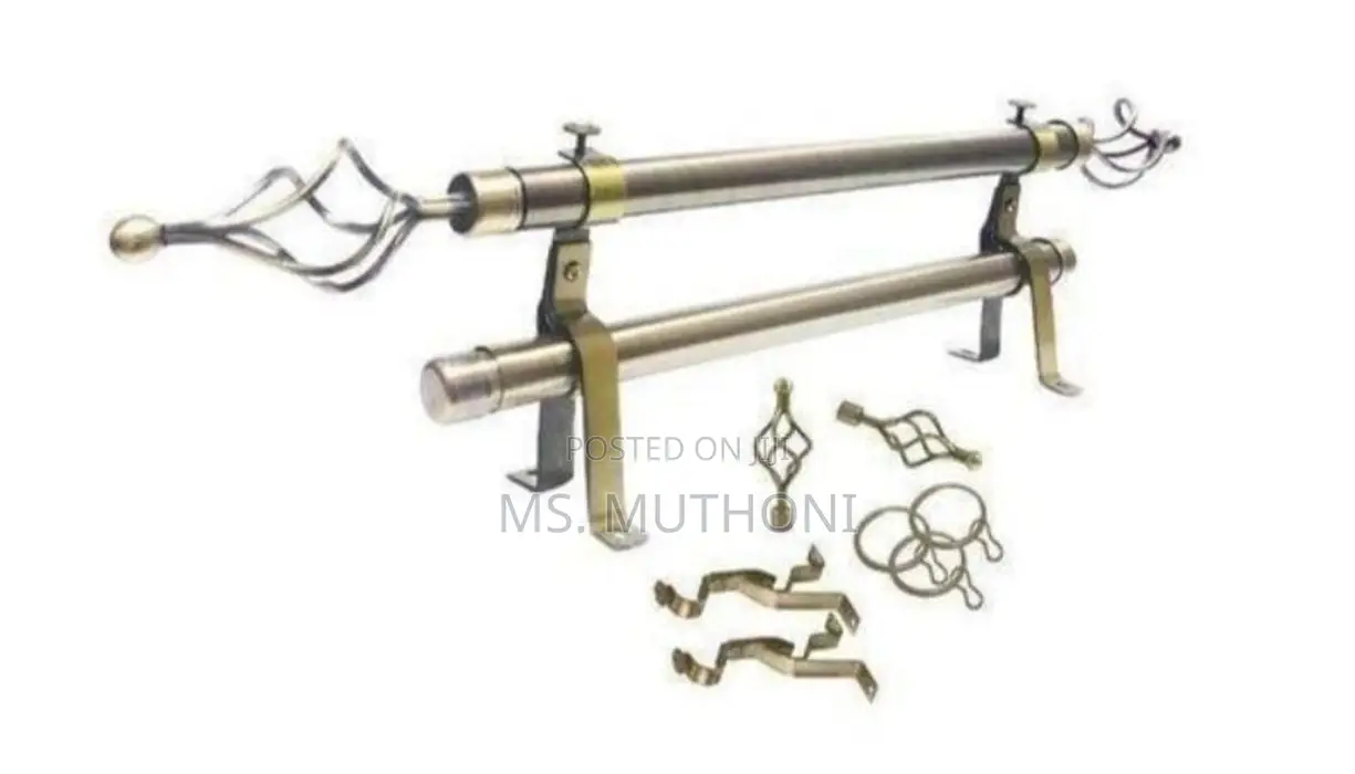 Double Curtain Rods With Antique Brass Finish
