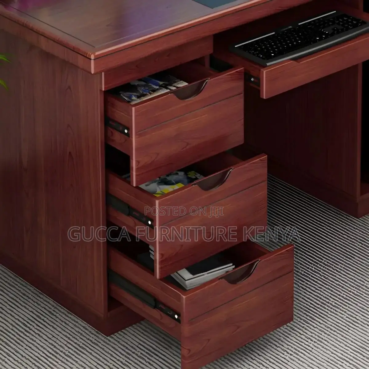 120cm Mahogany Office Desk With Drawers