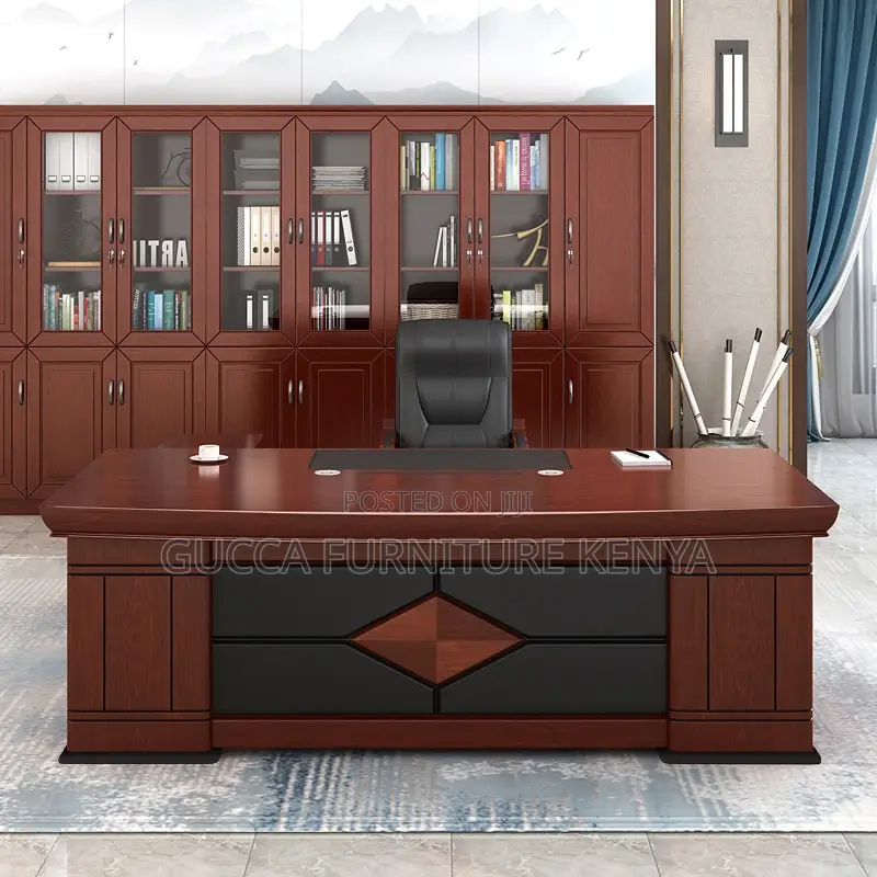 180cm Director's Mahogany L-shaped Office Desk