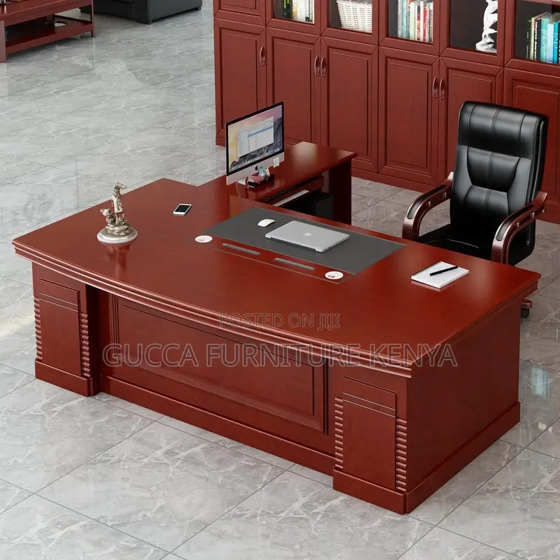 180cm Director's Mahogany L-shaped Office Desk