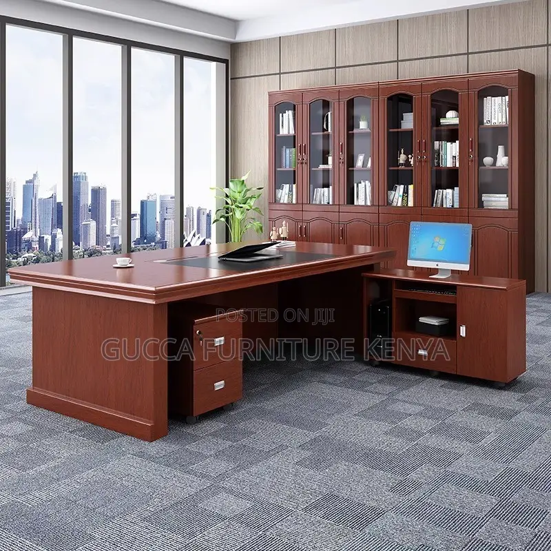 180cm Director's Mahogany L-shaped Office Desk