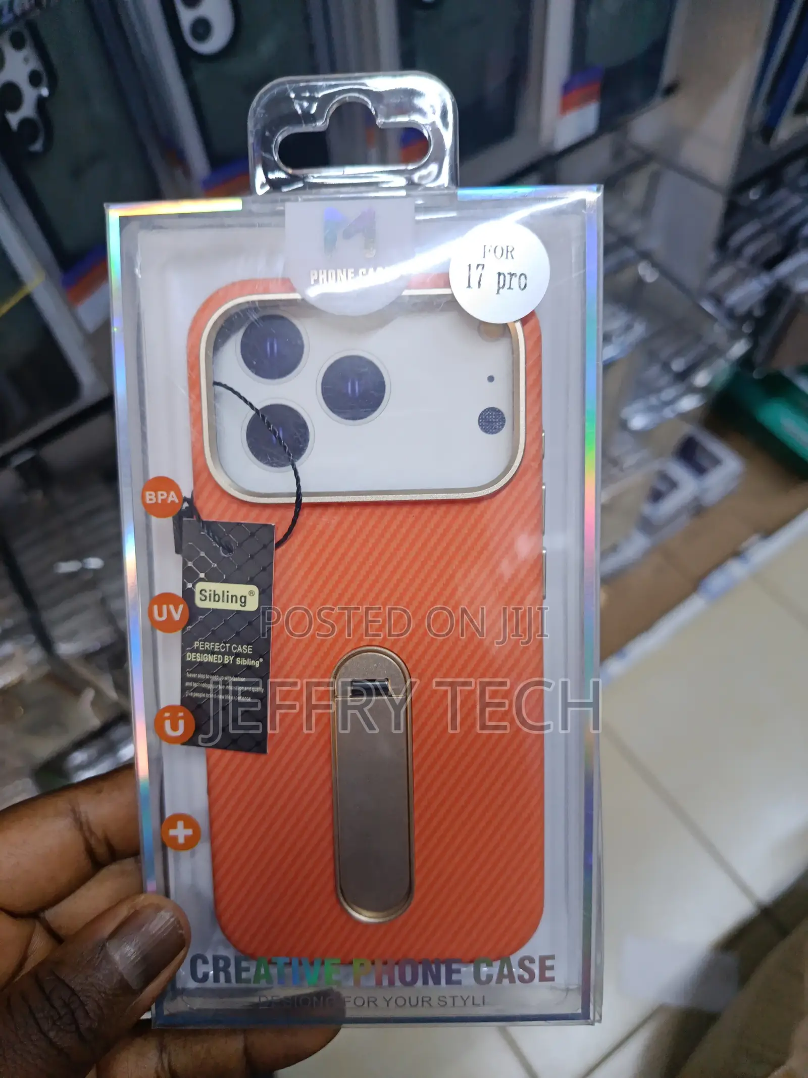 Sawik Premium, Orange-Textured Stand Case for the iPhone 17 Pro