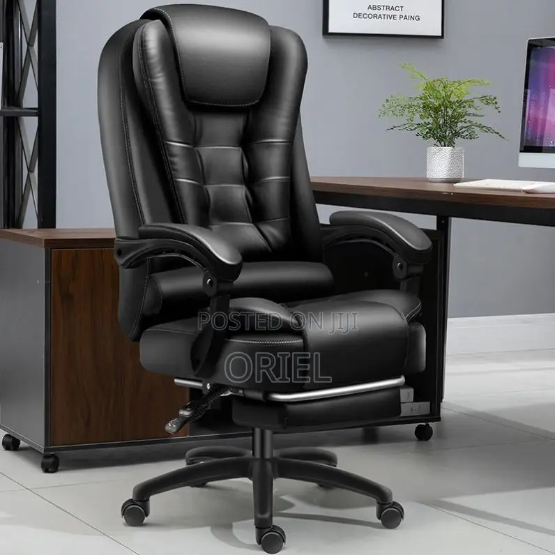 Office Chair : Executive High-Back Office Swivel Black Leather Chair