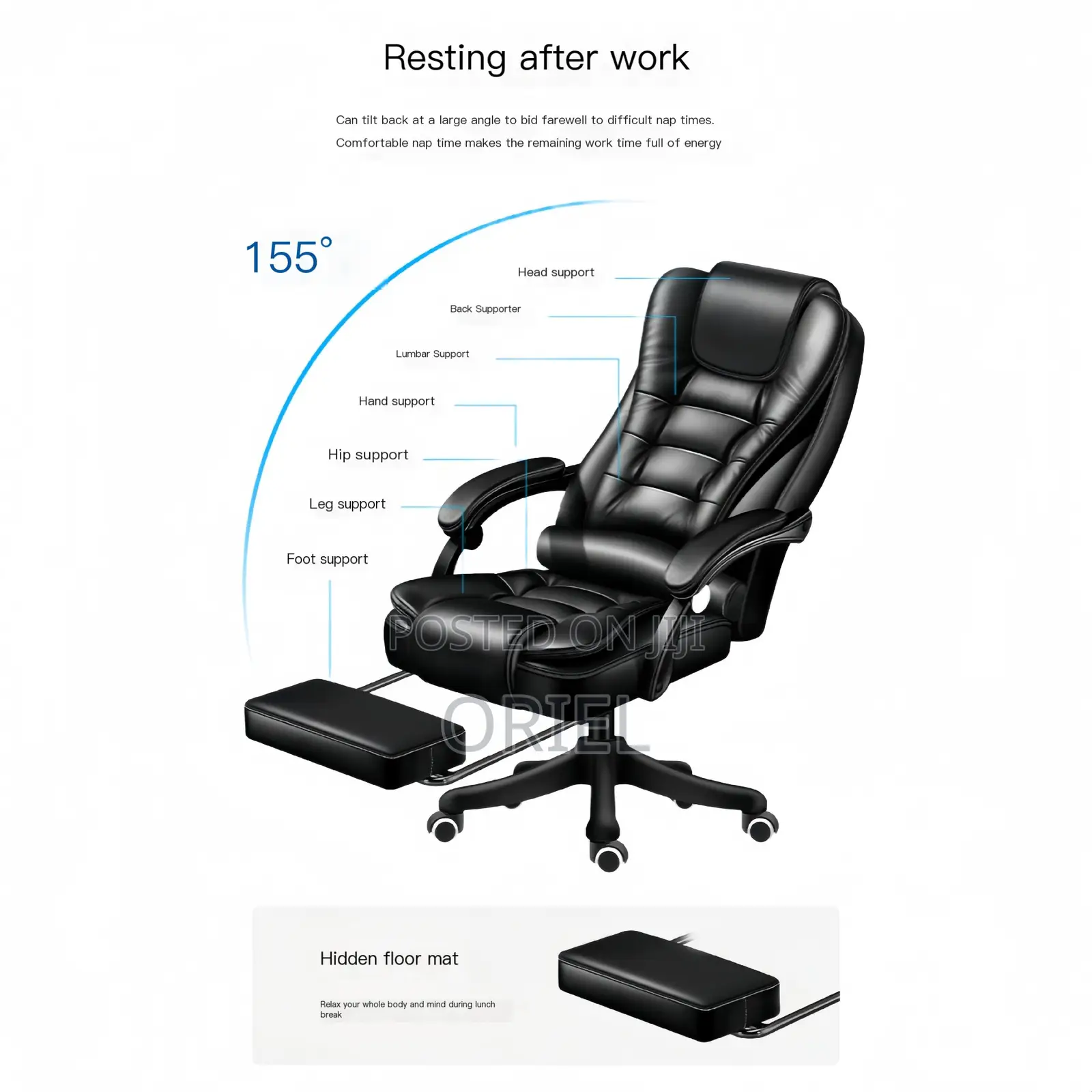 Office Chair : Executive High-Back Office Swivel Black Leather Chair