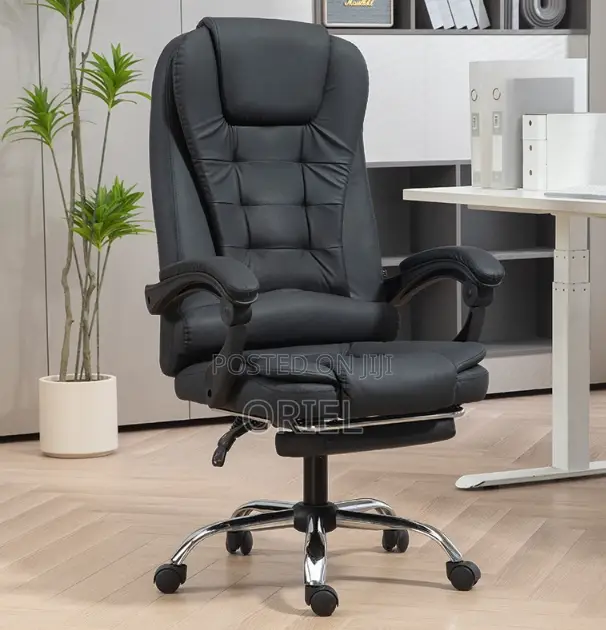 Office Chair : Executive High-Back Office Swivel Black Leather Chair