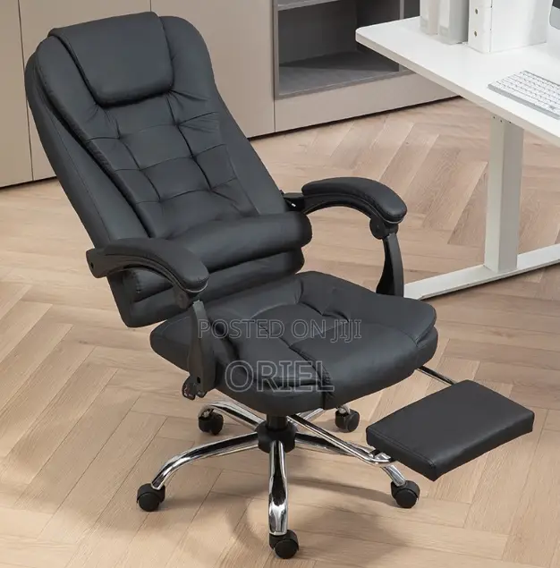 Office Chair : Executive High-Back Office Swivel Black Leather Chair