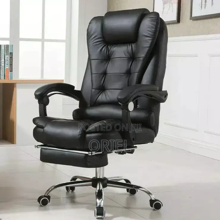 Office Chair : Executive High-Back Office Swivel Black Leather Chair