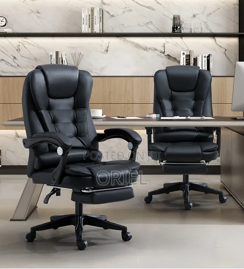 Office Chair : Executive High-Back Office Swivel Black Leather Chair