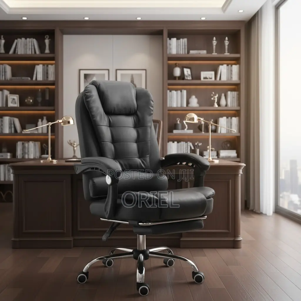 Office Chair : Executive High-Back Office Swivel Black Leather Chair