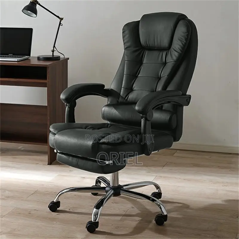 Office Chair : Executive High-Back Office Swivel Black Leather Chair