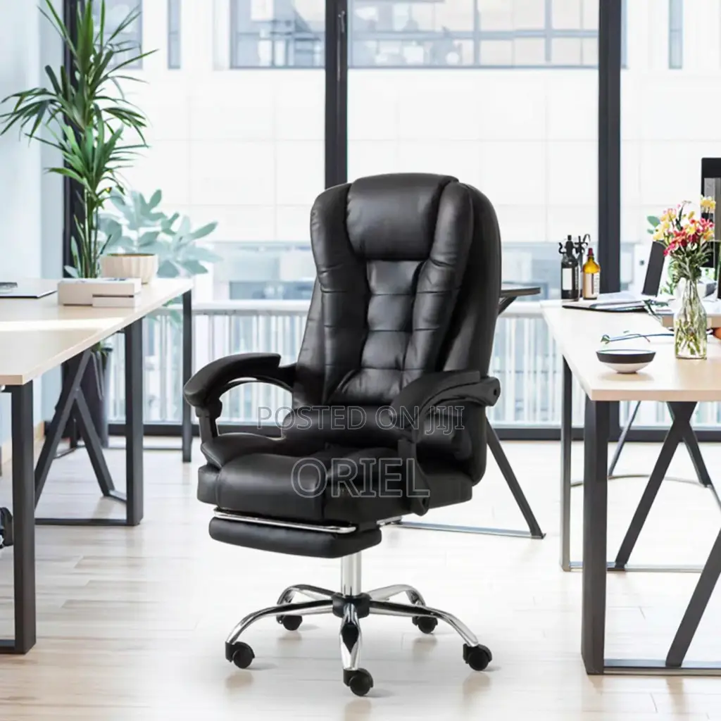 Office Chair : Executive High-Back Office Swivel Black Leather Chair