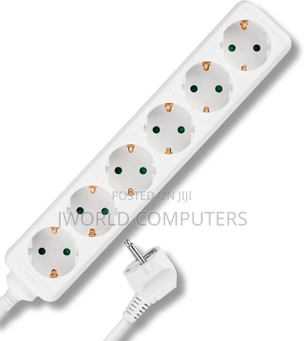 Power Max 6-way Socket Extension Cable With Surge - 3 Meters - White