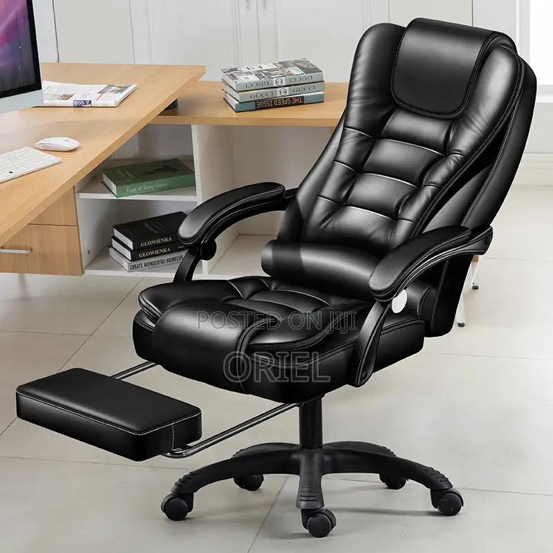Office Chair : Executive High-Back Office Swivel Black Leather Chair