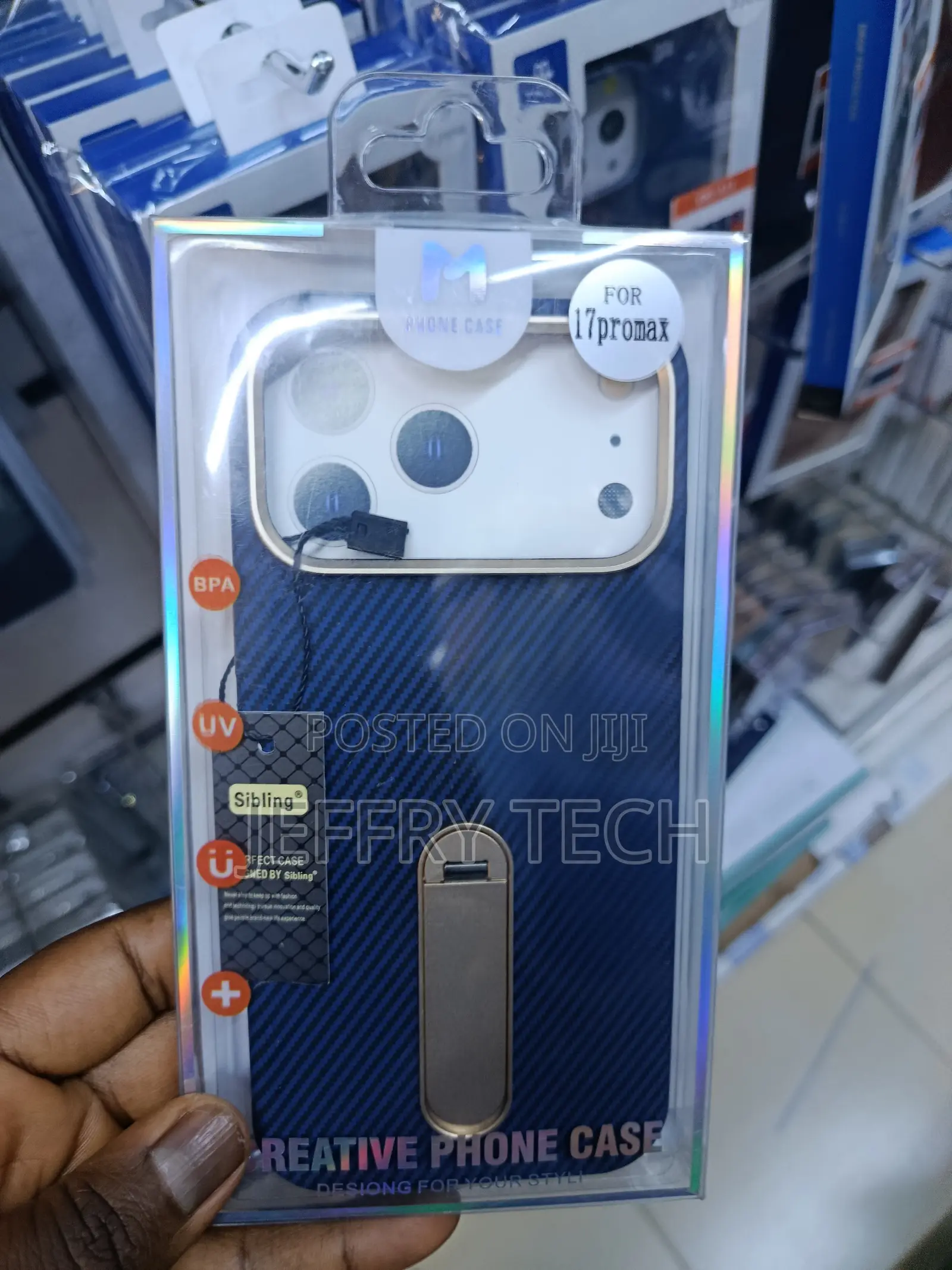 Silin iPhone 17 Pro Max Vertical Stand Carbon Fiber Case -Blue