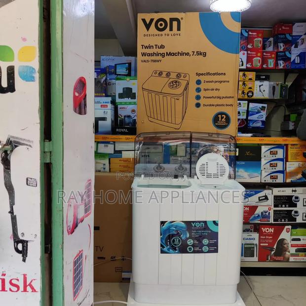 7.5kgs Von Twin Tub Washing Machine